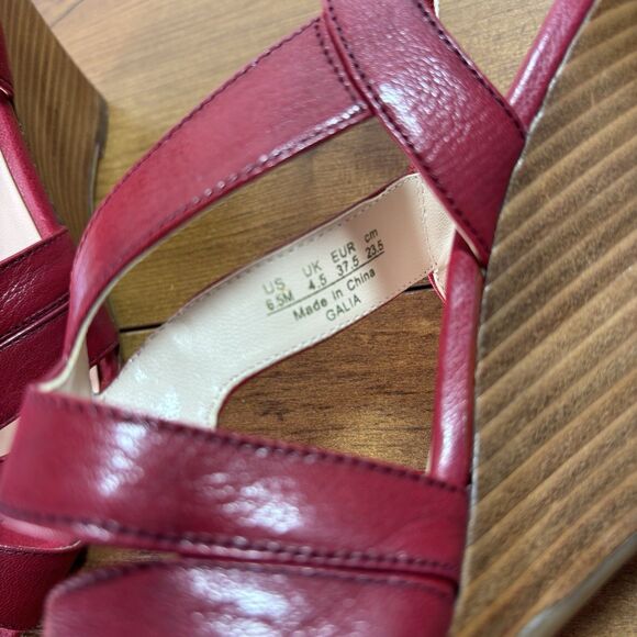 Franco Sarto Womens 6.5 Red Wedge Galia Heels Sandals Strappy - Picture 12 of 14